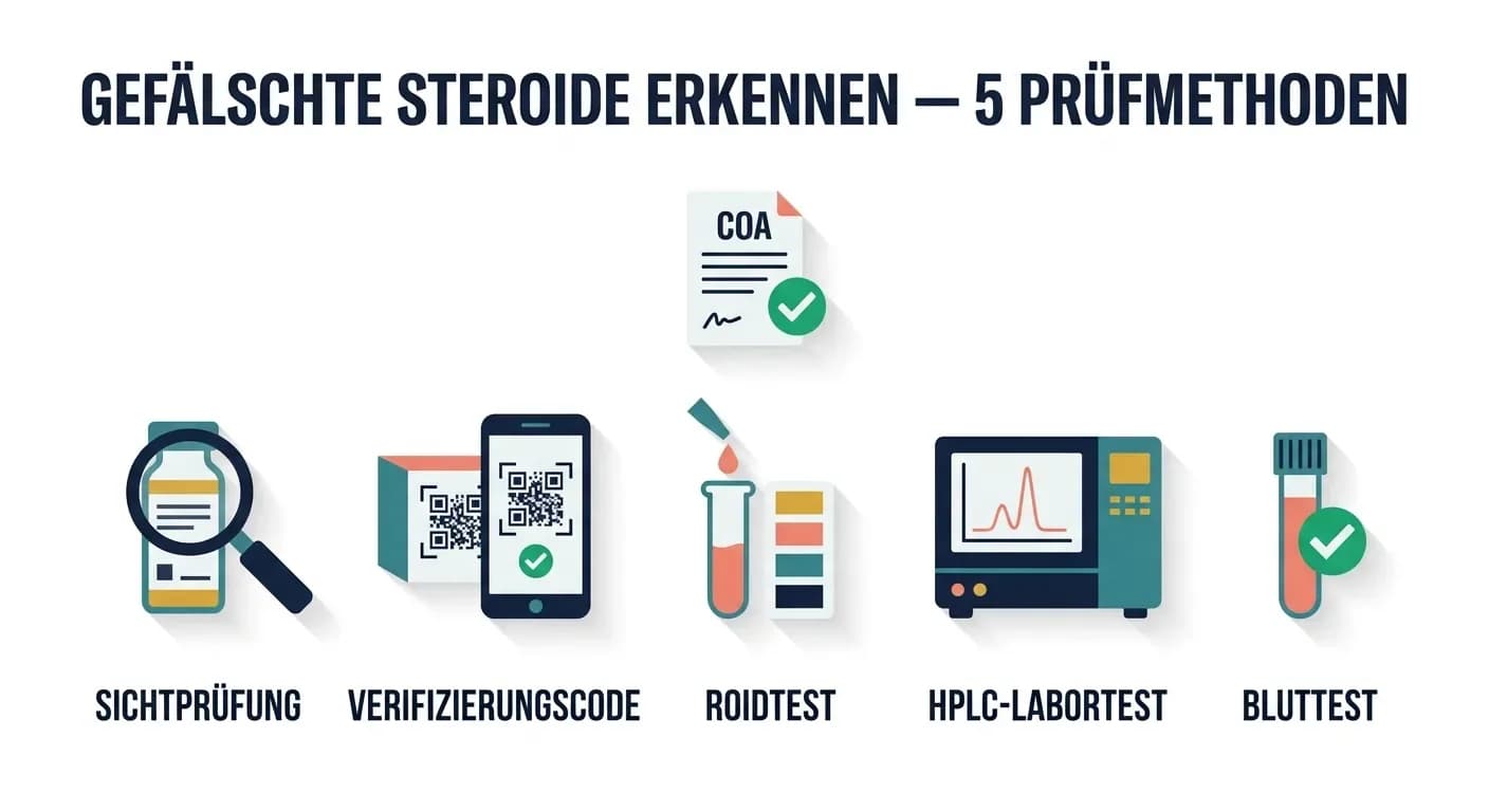 Gefälschte Steroide erkennen: 7 Methoden zur Überprüfung von Echtheit, Reinheit und Dosierung