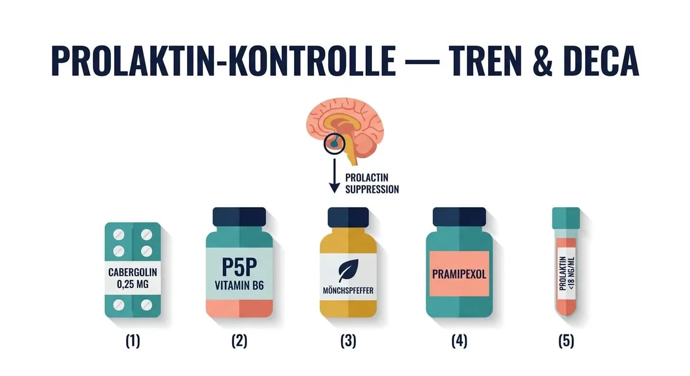 Prolaktinkontrolle bei 19-Nor-Steroiden: Cabergolin, P5P und Pramipexol im Vergleich