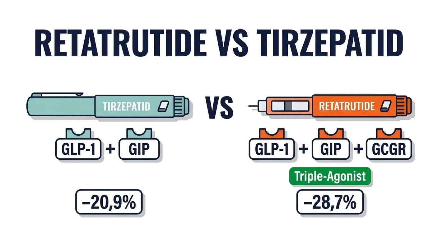 Retatrutide vs. Tirzepatid — Triple- gegen Dual-Agonist im Direktvergleich